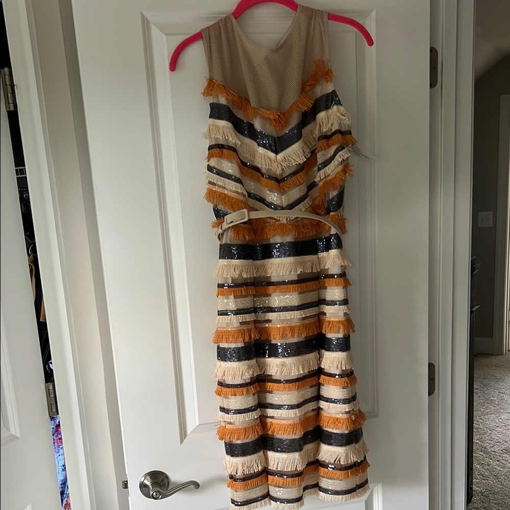 New York & Company Orange Black Sheath Dress